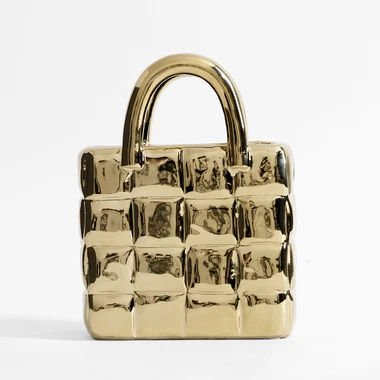 Zlatá váza v tvare tašky 23 cm