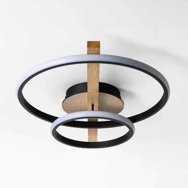 Stropné LED svietidlo ALMERIA 2 krúžky svetlo drevo čierne