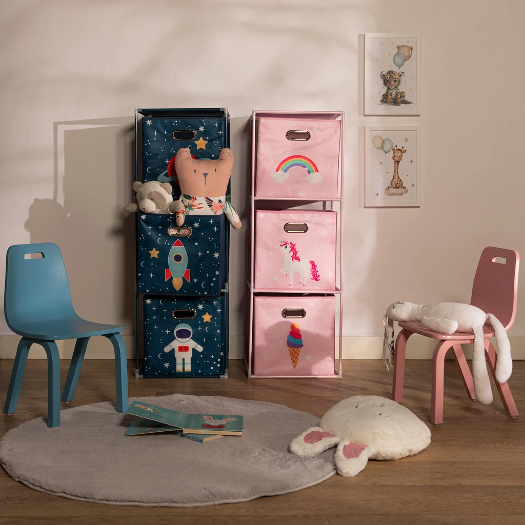 Knižnica s 3 zásuvkami ružová 35x35x102 cm