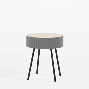 Okrúhly konferenčný stolík sivý 40,5x47,5 cm