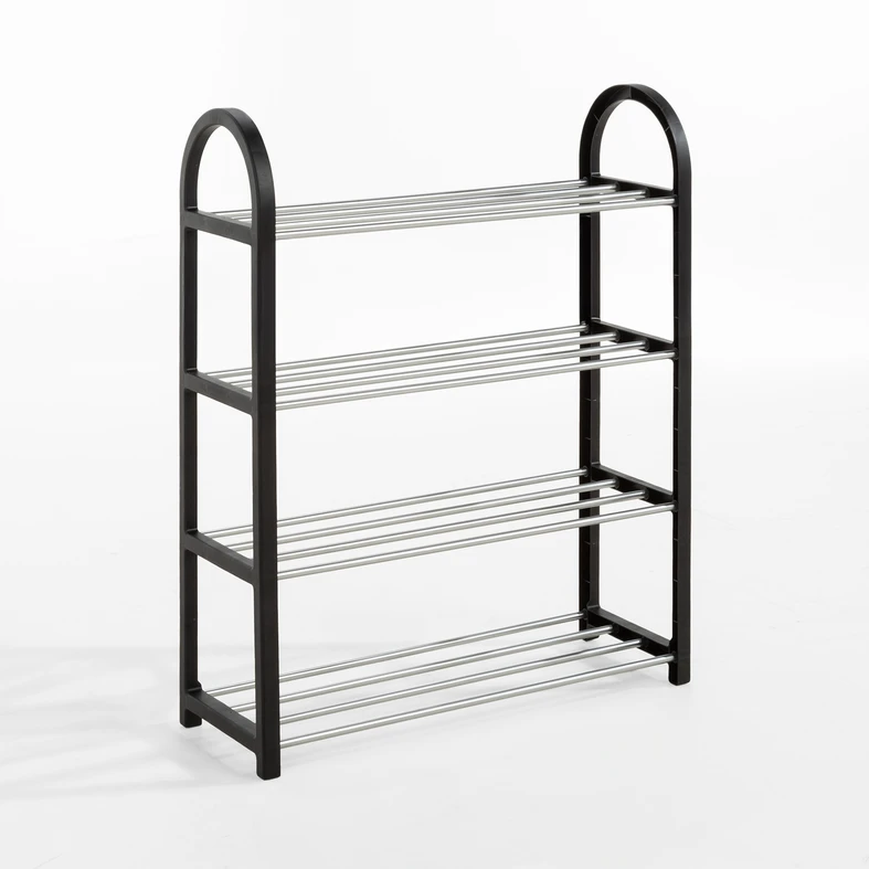 Czarno-srebrny regał na buty