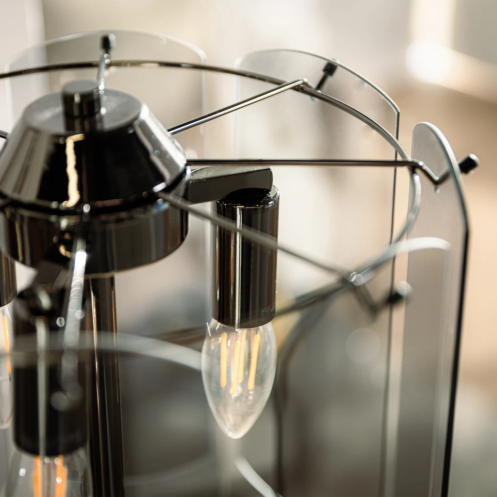 Stojacia lampa z dymového skla čierna NIRA