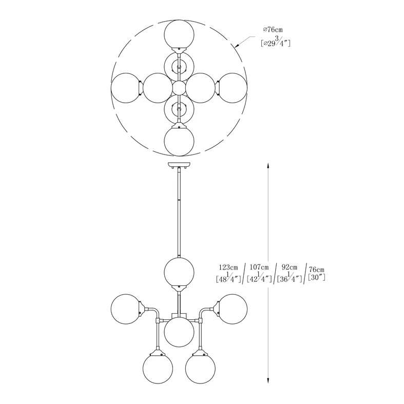 Čierno-zlatý luster RIANO 76 cm, opálové tienidlo