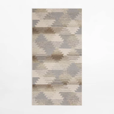 Koberec s geometrickým vzorom KEMET KOSOŠTVORCE, sivo-béžový, 80x150 cm