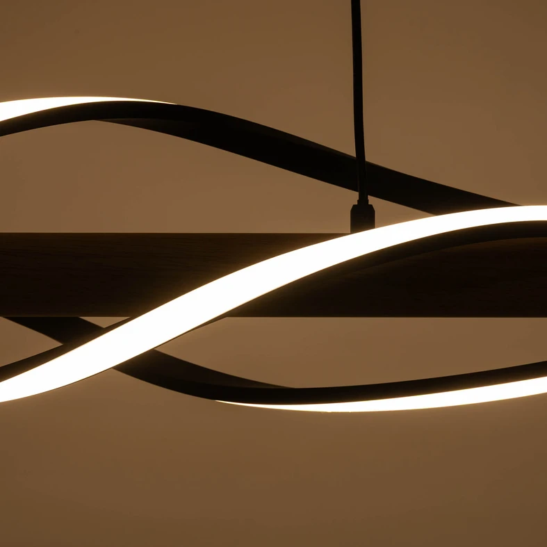 Závesné svietidlo LED drevené čierne BAEZ