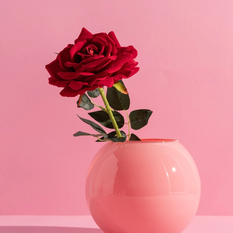 Umelý kvet RUŽA bordová 53 cm