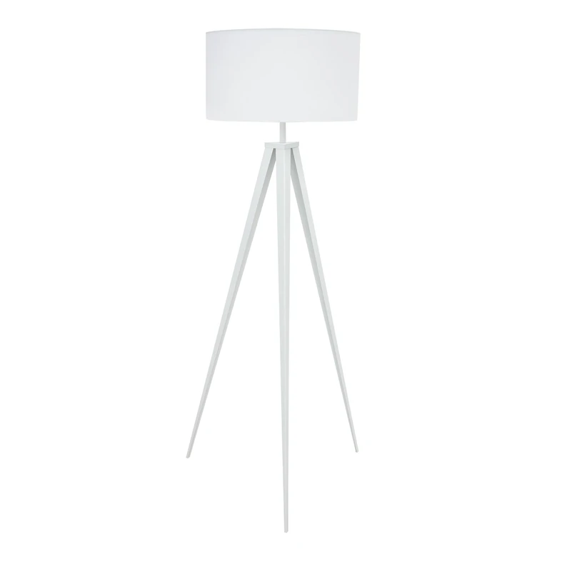 Stojacia lampa na trojnožke, biele tienidlo MARESCA