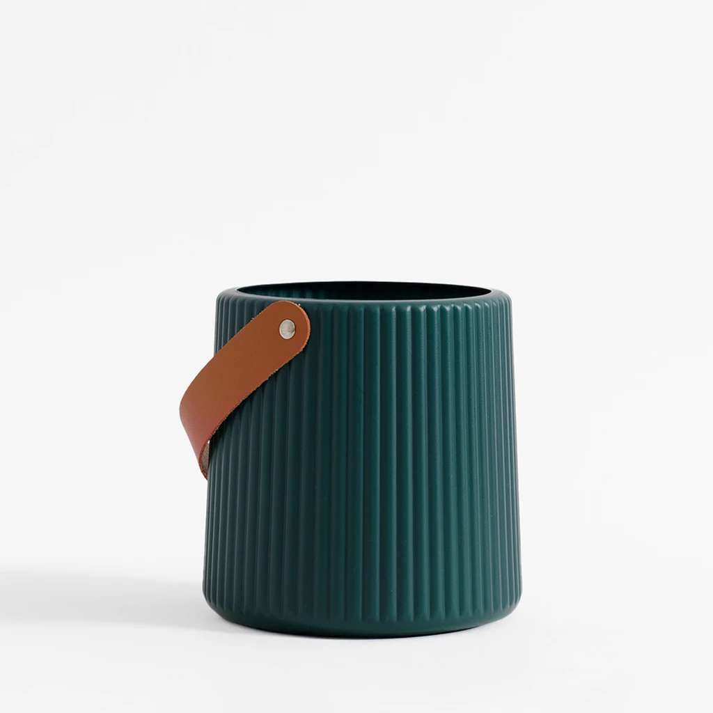 Kvetináč s rukoväťou zelený 15 cm