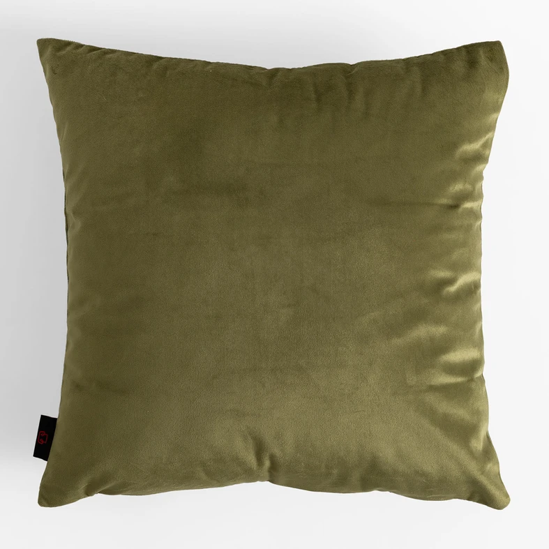 Zielona welurowa poszewka z roślinnym motywem