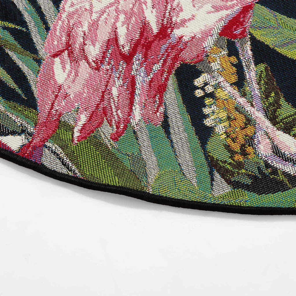 Okrągły dywan z flamingiem