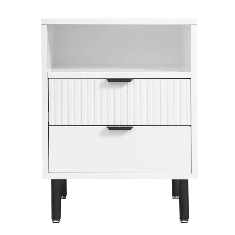 Rýhovaný nočný stolík s 2 zásuvkami WAVE