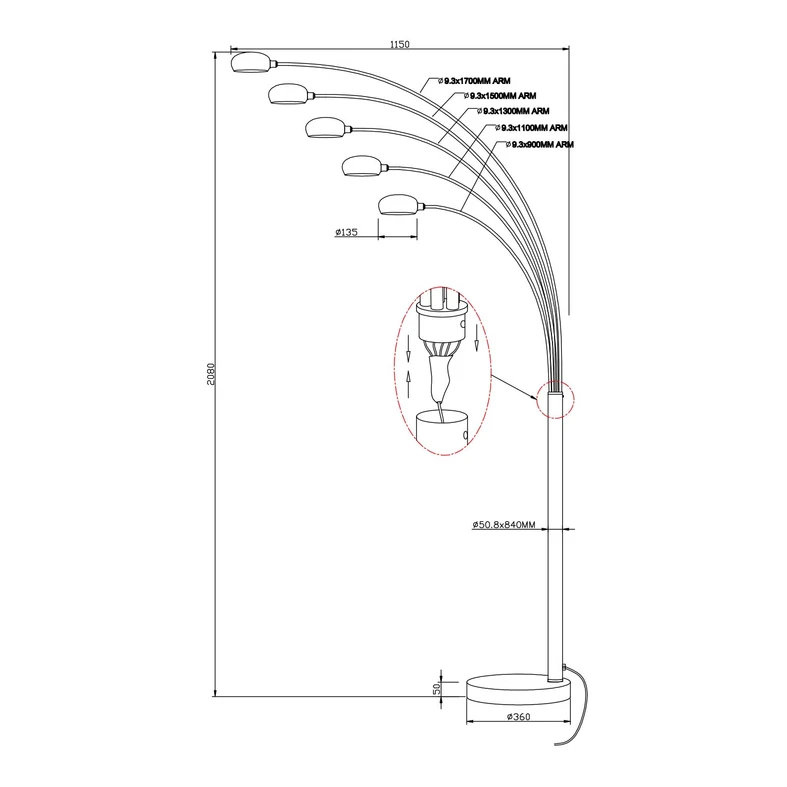 Moderné biele stojace svietidlo VENTI
