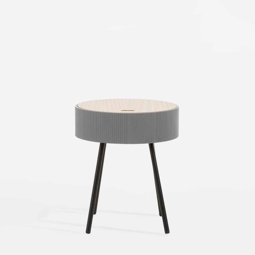 Okrúhly konferenčný stolík sivý 40,5x47,5 cm