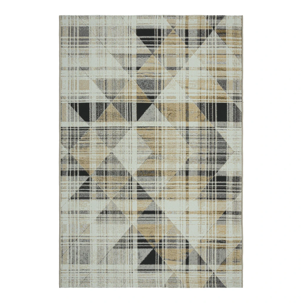 Dywan w trójkąty szaro-żółty MALTA 80x150 cm tkany na płasko.