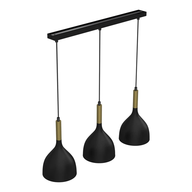Čierno-zlaté závesné svietidlo NOAK III, 3xE27