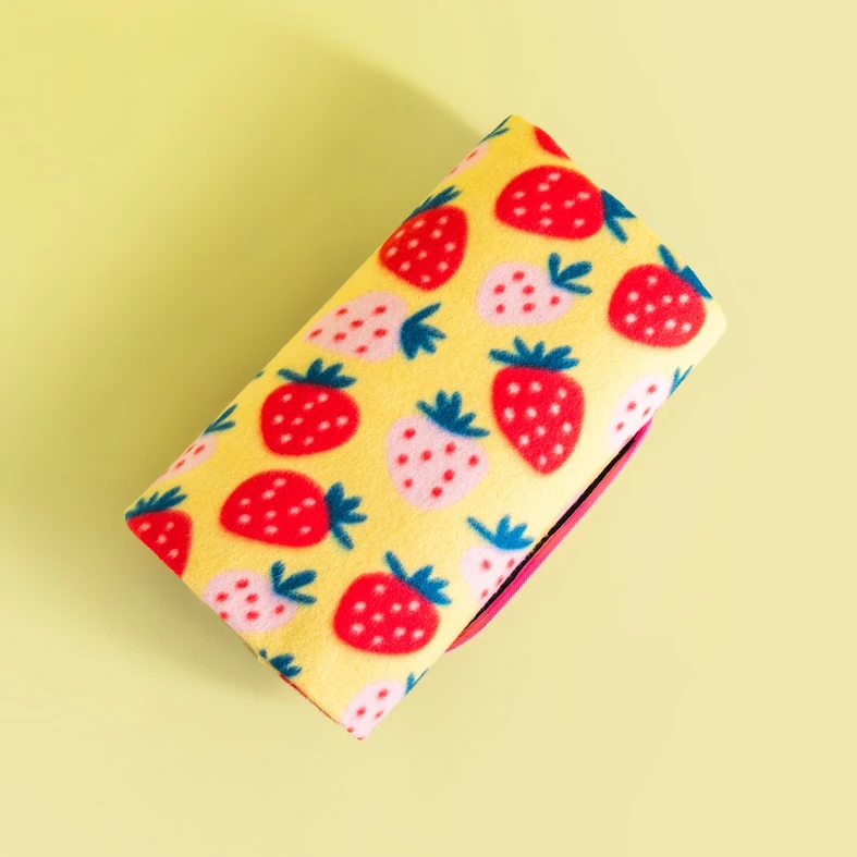 Pikniková deka JAHODY ružová 130x150 cm