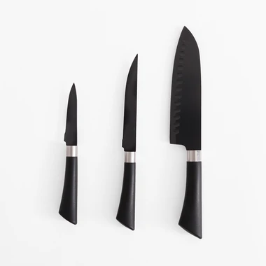 Súprava 3 kuchynských nožov, čierna