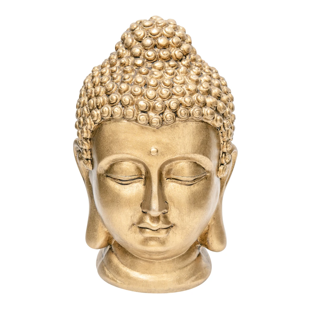 Zlatá dekoratívna figúrka HLAVA BUDHU 23 cm