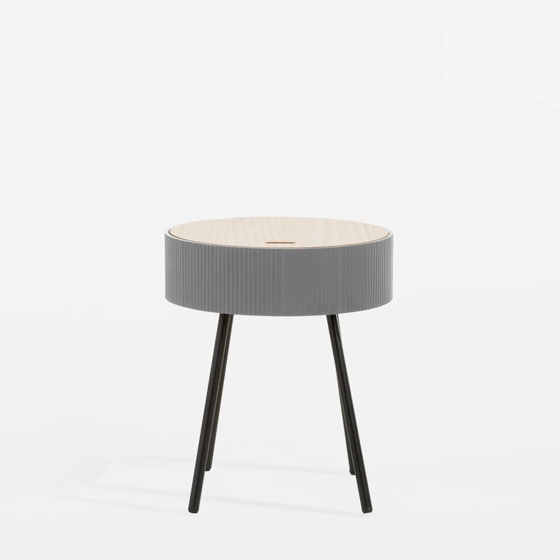 Okrúhly konferenčný stolík sivý 40,5x47,5 cm