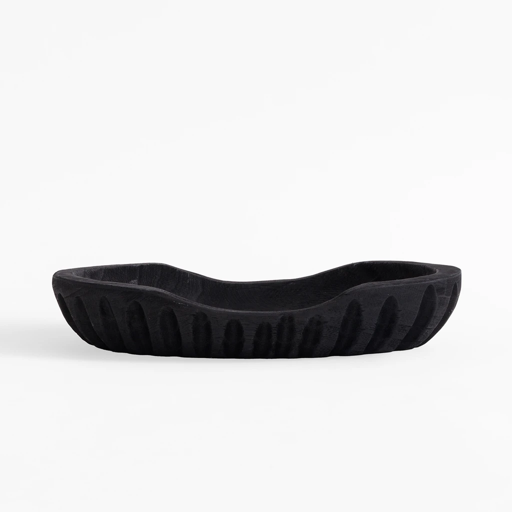 Patera dekoracyjna żłobiona czarna 32 cm