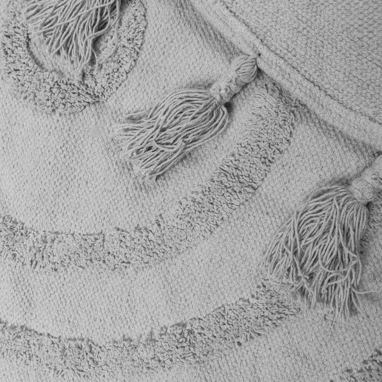 Okrúhly koberec BOHO so strapcami, sivý 100 cm