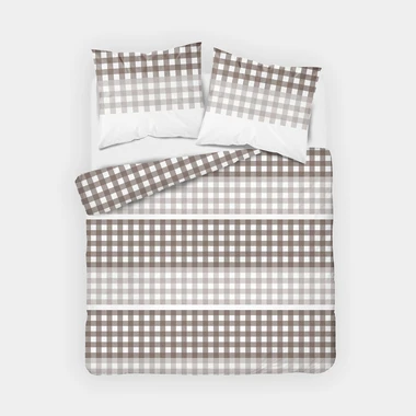 Bavlnená posteľná bielizeň HOME SATIN károvaná béžová 220x200 cm