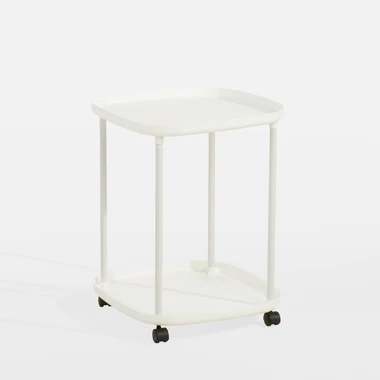 Príručný stolík na kolieskach s 2 poličkami biely 39x50 cm