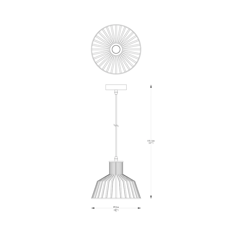 Czarny model lampy wiszącej DOLIA z geometrycznym kloszem o średnicy 24 cm.