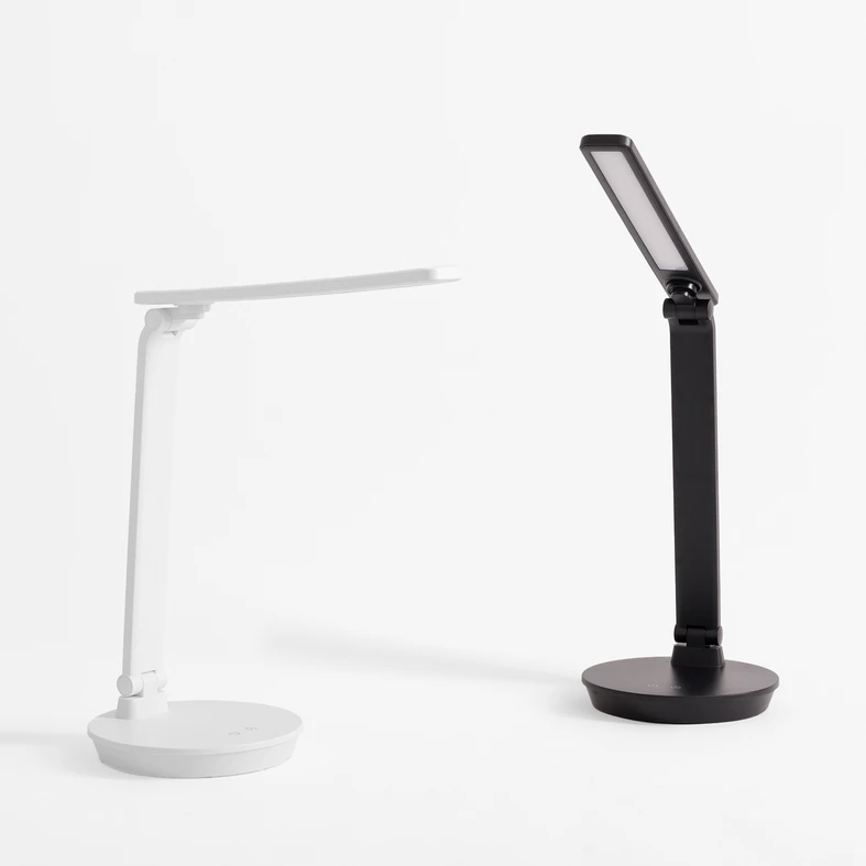 Stolná LED lampa s okrúhlou základňou biela