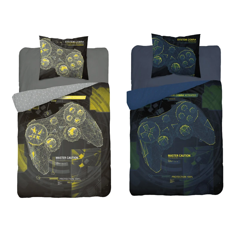 Posteľná bielizeň svietiaca v tme FLUO HRACIA KONZOLA čierna 140 x 200 cm