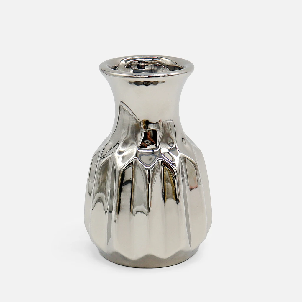 Keramická váza strieborná 12 cm