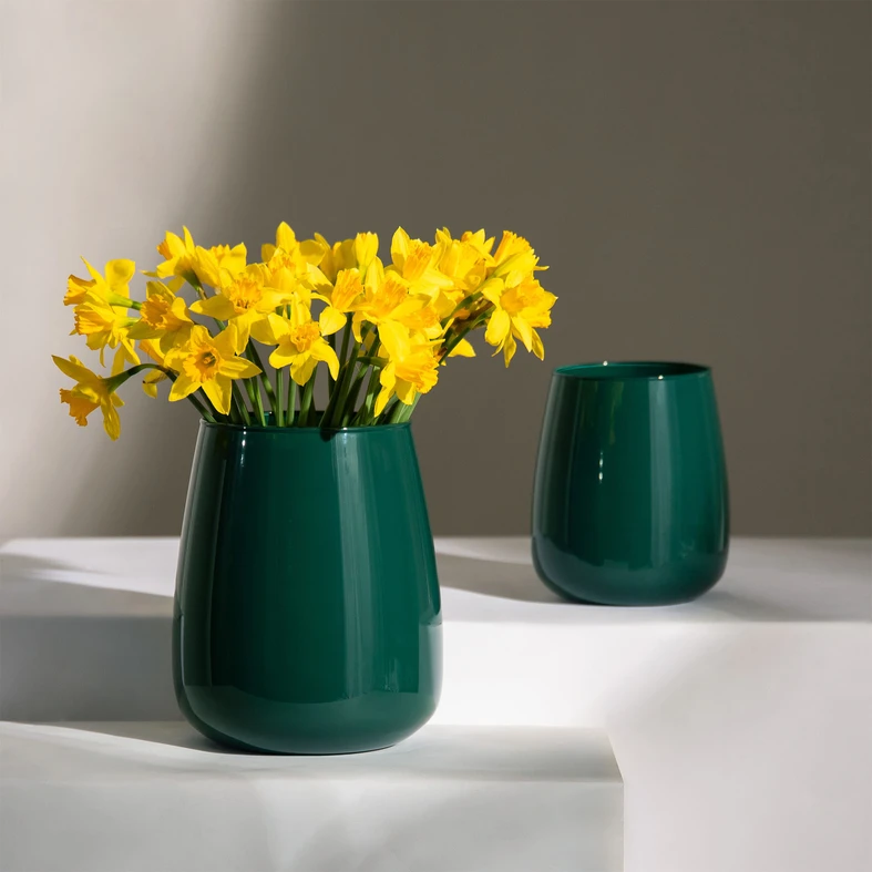 Sklenená váza ZINNIA zelená 17 cm