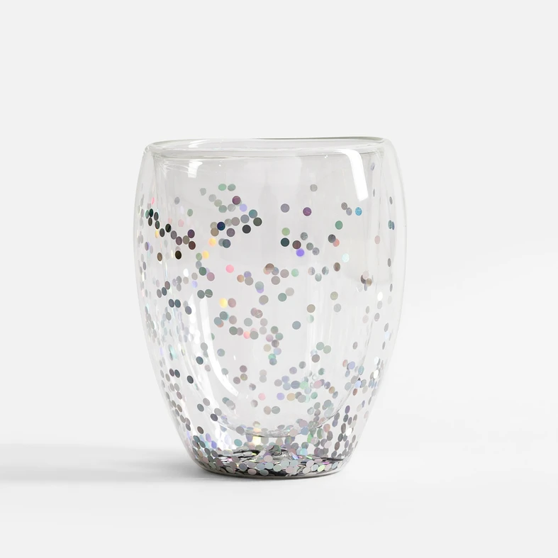 Dvojstenný hrnček so striebornými konfetami 350ml