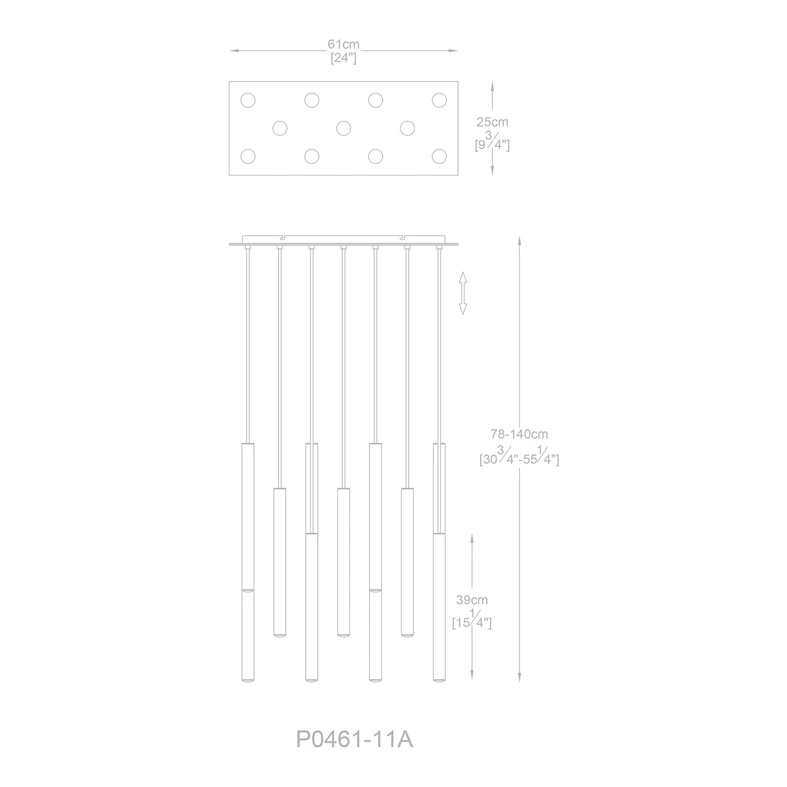 Závesné svietidlo LED 11-bodové čierno-zlaté LOYA
