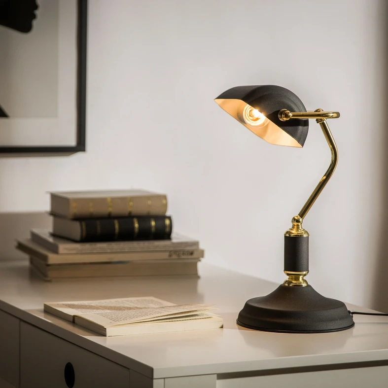 ROMA čierno-zlatá retro stolná lampa
