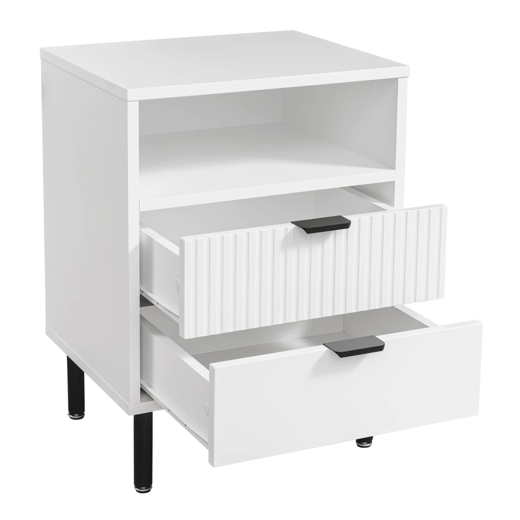 Rýhovaný nočný stolík s 2 zásuvkami WAVE