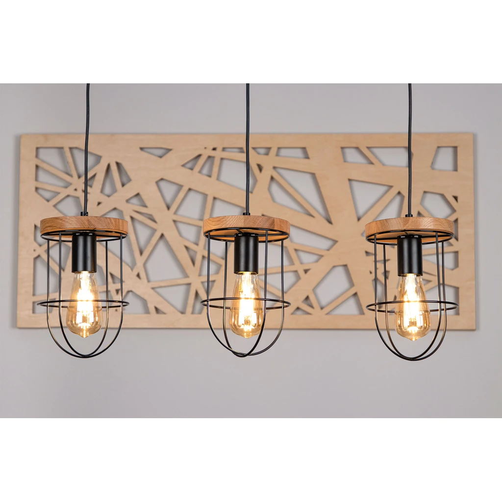 Rustikálne závesné svietidlo dubové drevo RENO III, 3xE27