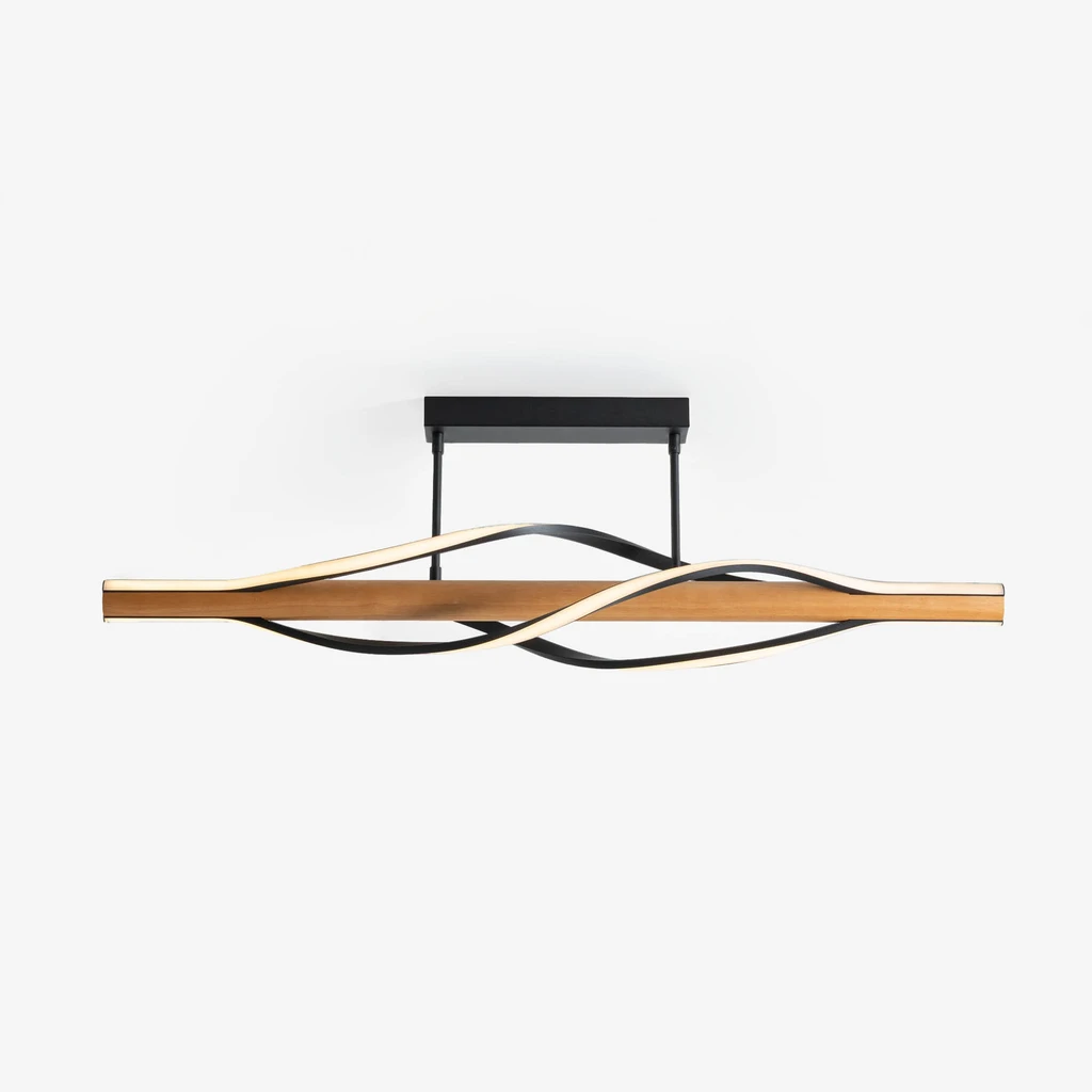 Stropné LED svietidlo drevené čierne BAEZ