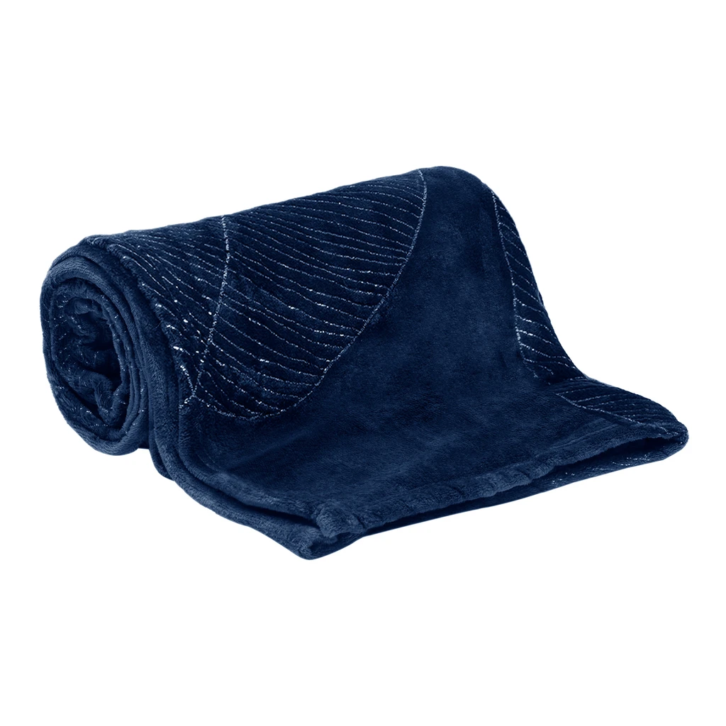 Deka so striebornými listami modrá MAYKO 150x200 cm