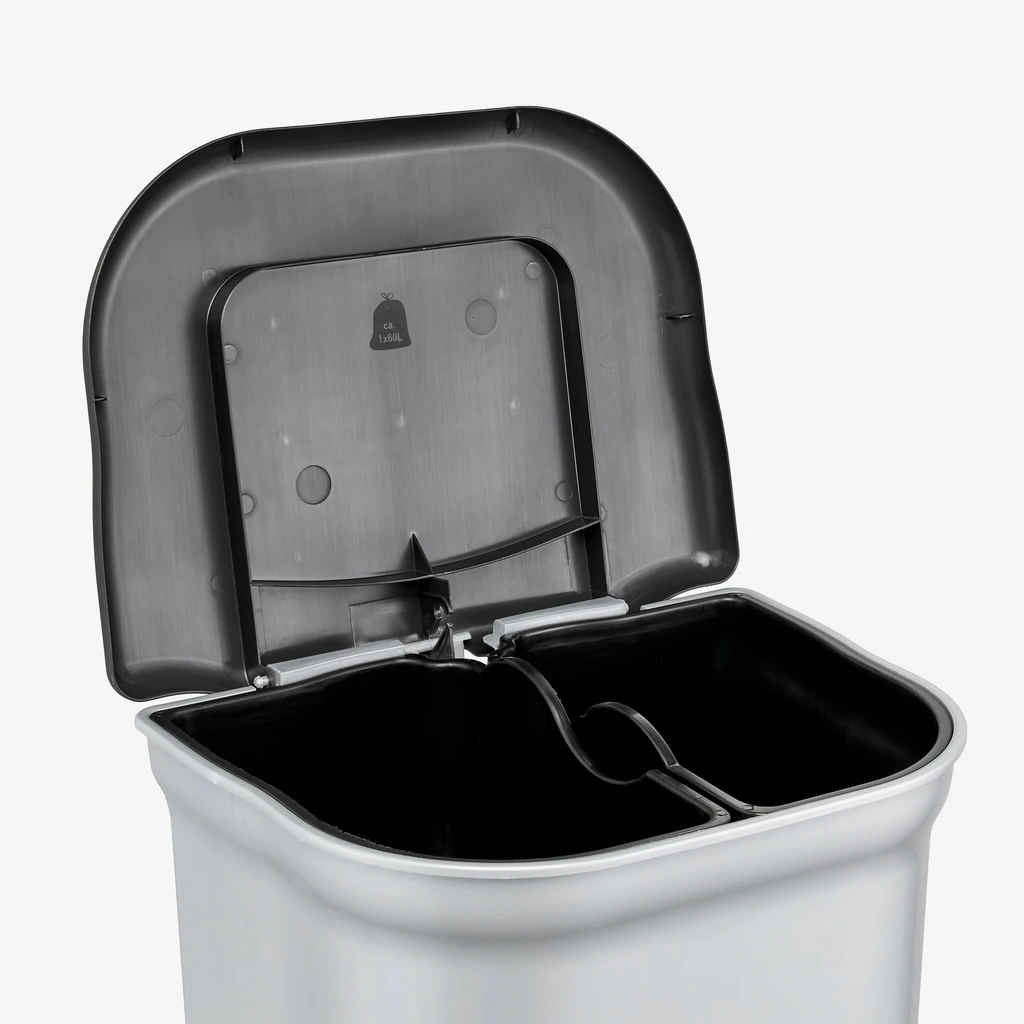 Dwukomorowy pojemnik na śmieci z pokrywą i pedałem
