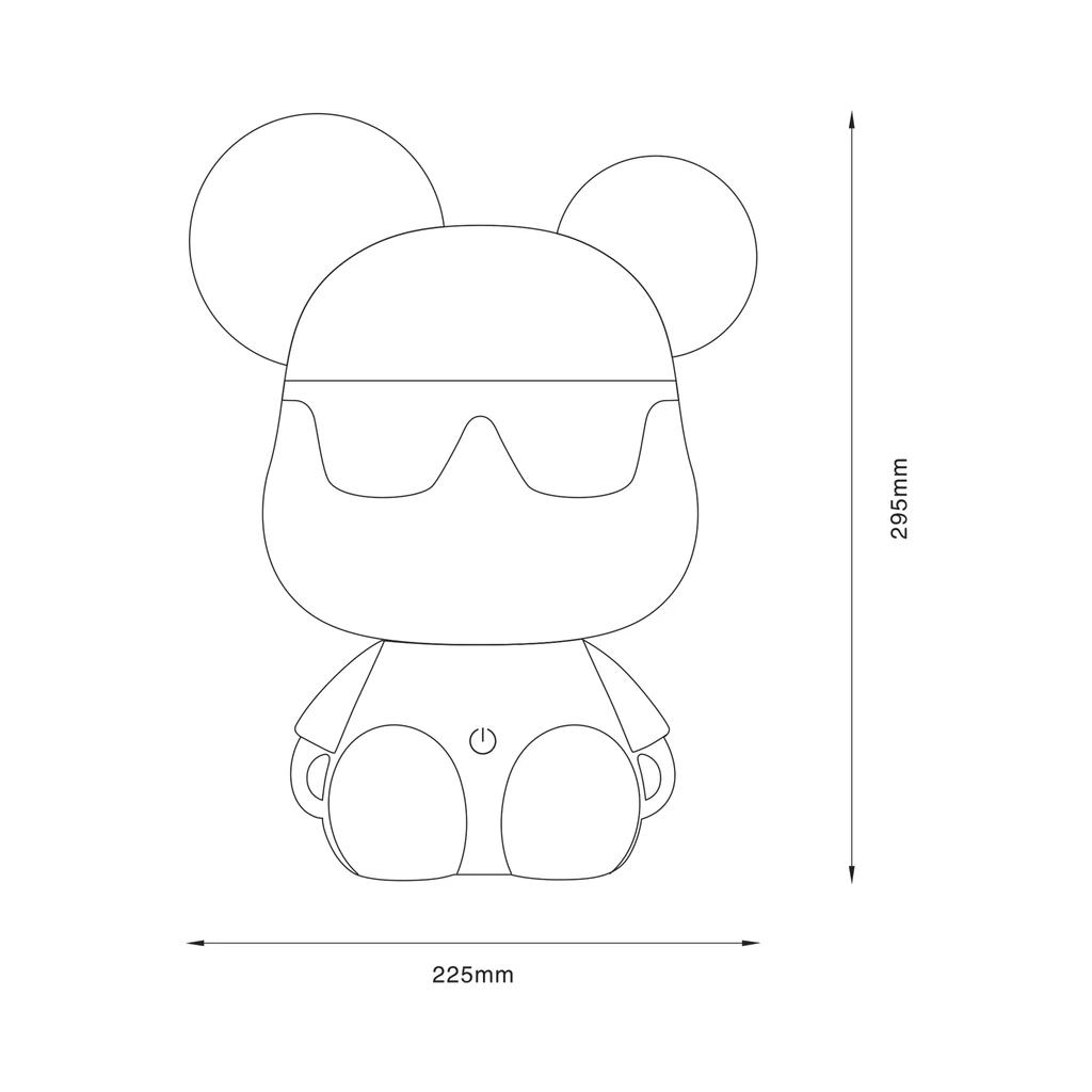 Lampka nocna LED MIŚ - wymiary.