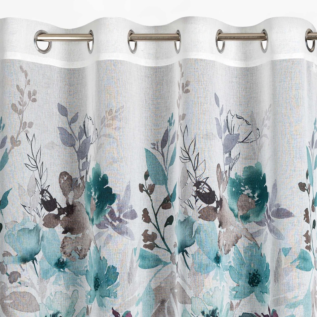 Záves na priechodkách bielo-tyrkysový GRETA 140x250 cm