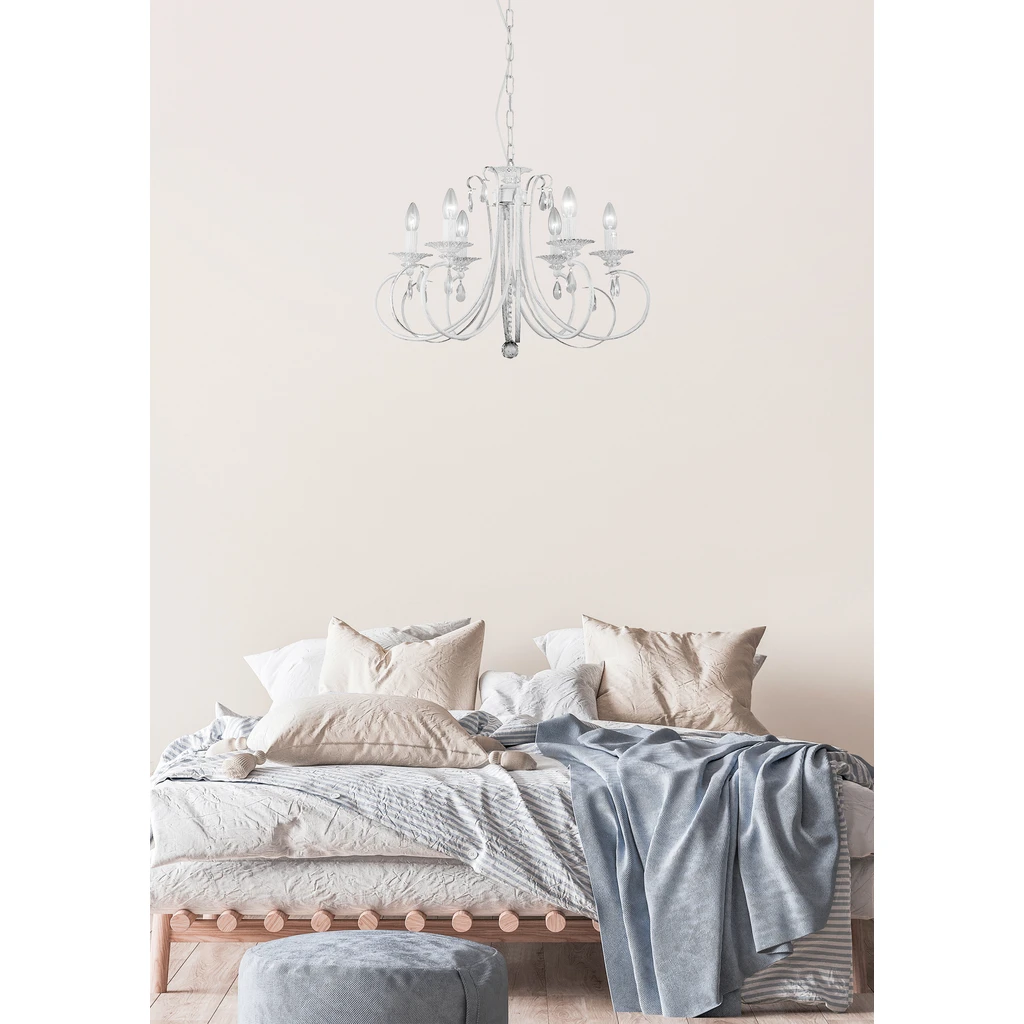 Sviečkový luster retro biely NOVIA