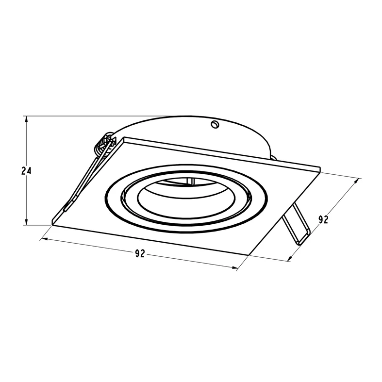 Zapustené bodové svietidlo s čiernym štvorcovým otvorom RONDOO