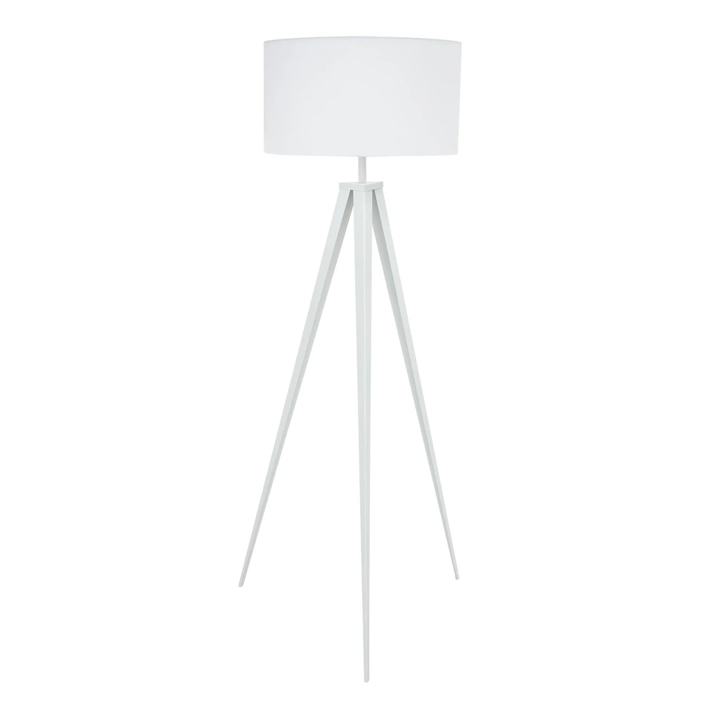 Stojacia lampa na trojnožke, biele tienidlo MARESCA