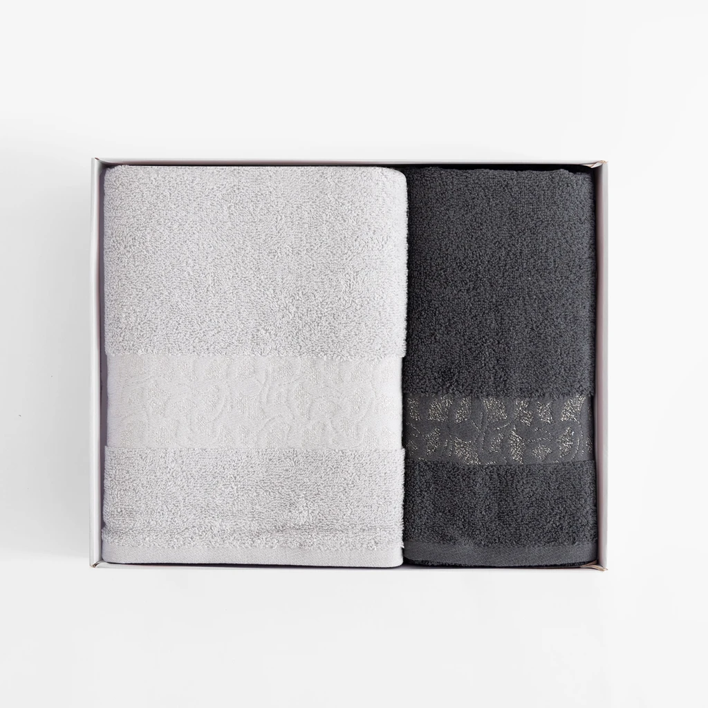 Súprava 2 uterákov strieborná/oceľová BLINK