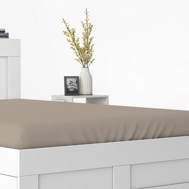 Saténové prestieradlo s gumičkou taupe PURE 140x200 cm