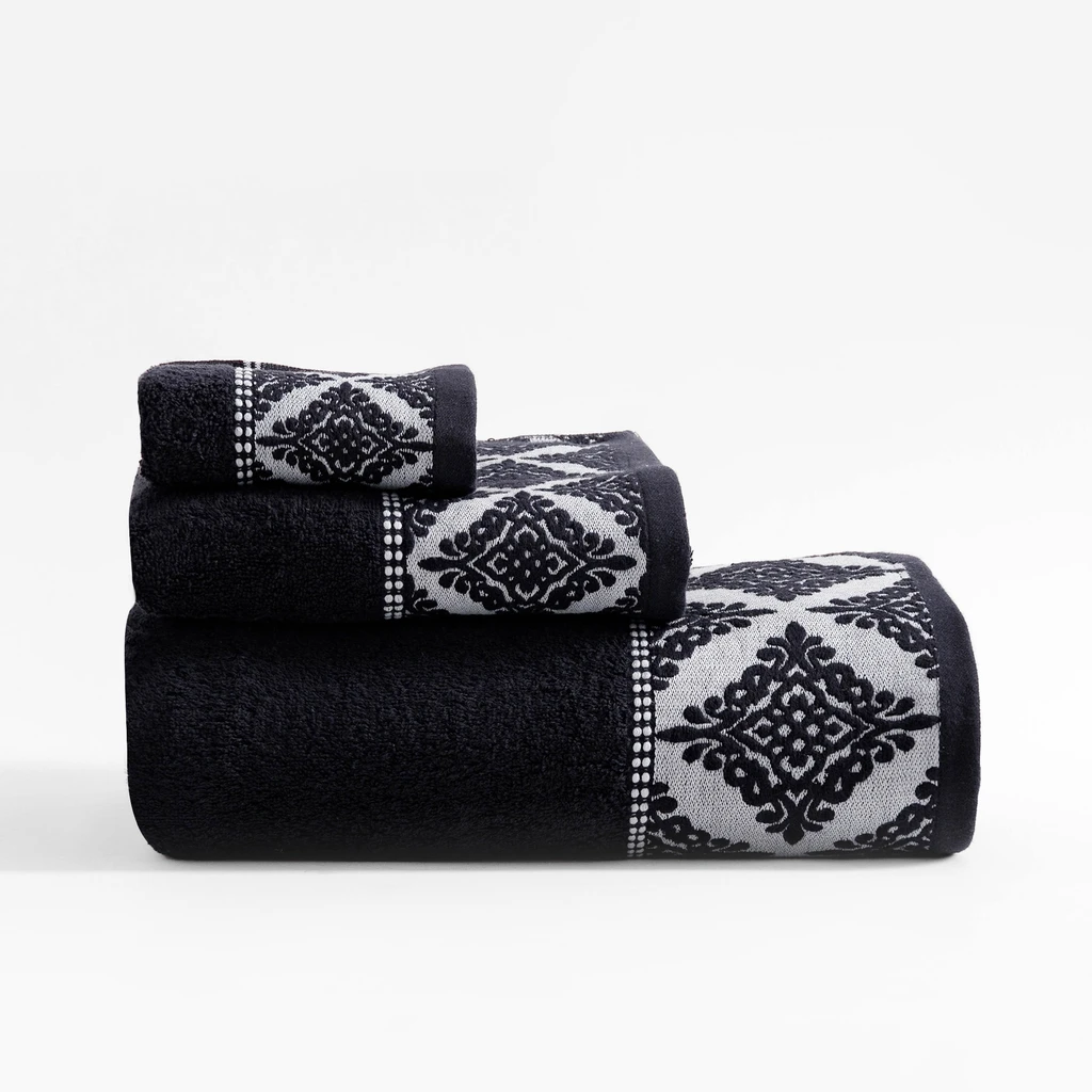 Bavlnený uterák čierno-biely AGADIR 70x140 cm