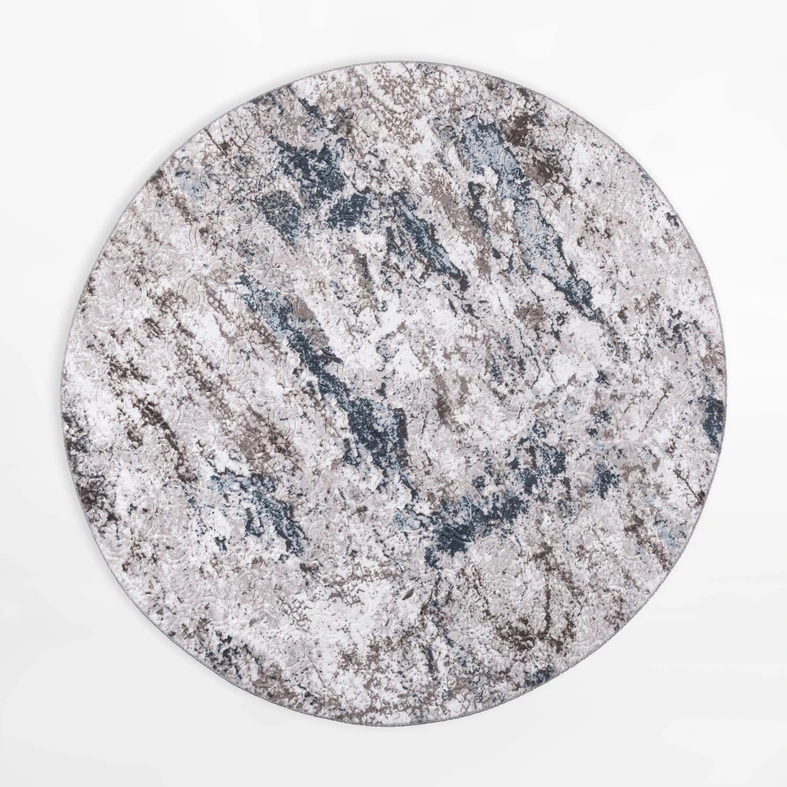 Retro koberec VISION, sivo-modrý, okrúhly, 120 cm