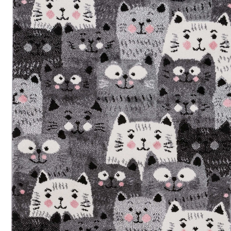 Sivý koberec, mačky HAPPY 80x150 cm